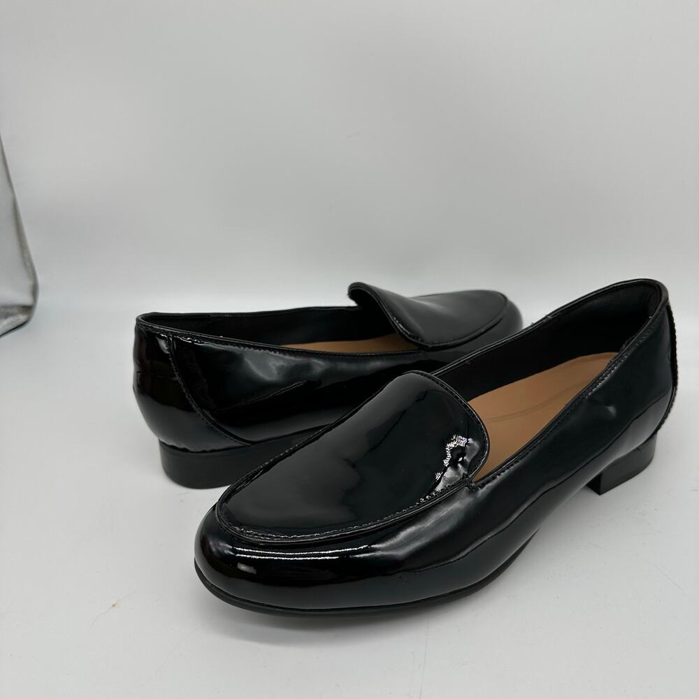 Clarks Unstructured Black Patent Leather Slip On Loafers Womens Size 6 Capsule